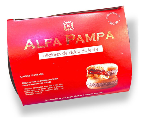 Alfajor Alfa Pampa Alfajores x 12 unidades chocolate 60 g  pack x 12