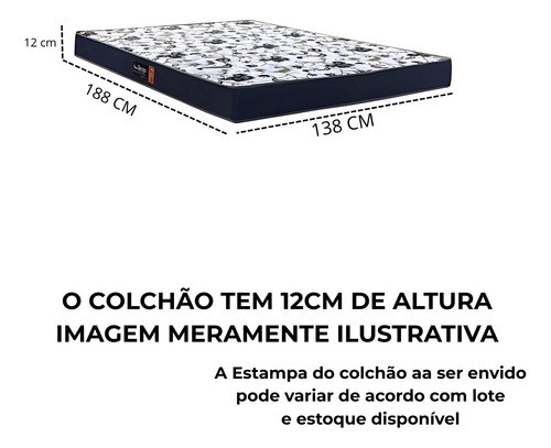 Colchão Casal Espuma D33 Macia 138x188 Antifungos