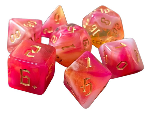2 X 7x Dados Poliédricos De Doble Color D6 D4 D8 Rosa