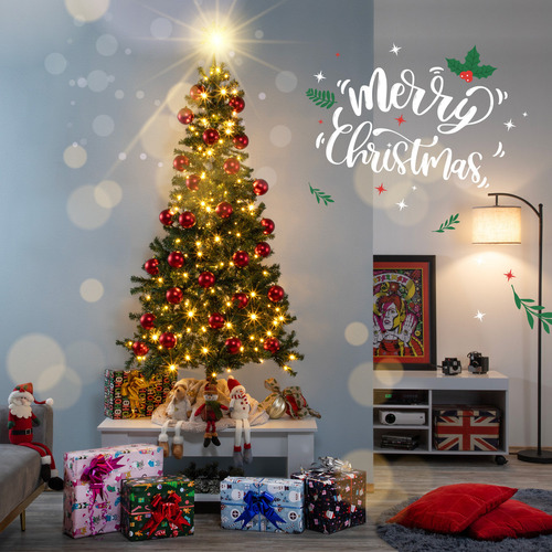 Árbol Navidad Artificial 1.80 M Con Luces Led Pino Frondoso Color Verde