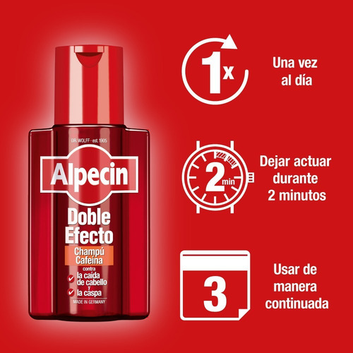 Shampoo Alpecin Cafeína Doble Efecto Anticaída 200 Ml