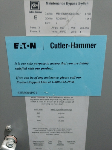 Swich De Mantenimiento O Bypass Cuttler Hamer (Reacondicionado)