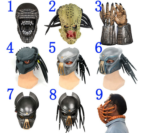 Casco Integral De Látex Para Halloween Alien Predator