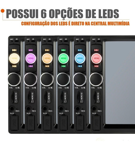Dvd 2 Din Multimidia Bluetooth Usb Sd Tela 7 Hd Espelhamento