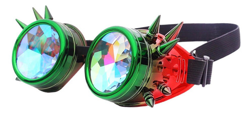 2x Rainbow Steampunk Goggles Lentes De Caleidoscopio