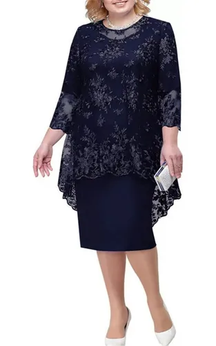 Encantador Vestido Se ora Suave Textura Bordado Flor Enca Cuotas