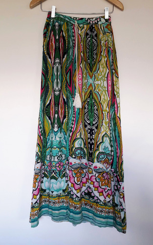Pollera Falda Larga Mandalas /verde C/bolsillos T40 (Usado)
