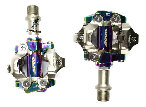 Pedales Automáticos Rulemanes Awa 9/16 Calas Spd Shimano Mtb Azul