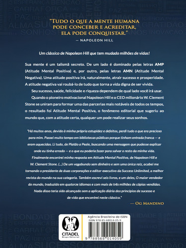 Atitude Mental Positiva - Livro De Bolso, De Hill, Napoleon. Editora Citadel Grupo Editorial, Capa Mole Em Português