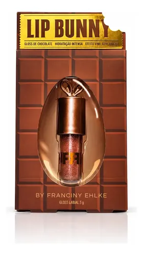 Gloss Labial Lip Bunny Franciny Ehlke de Chocolate Metálico Marrom
