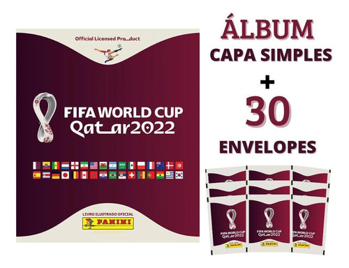 Kit Album Capa Mole Copa Do Mundo 2022 Qatar + 30 Envelopes