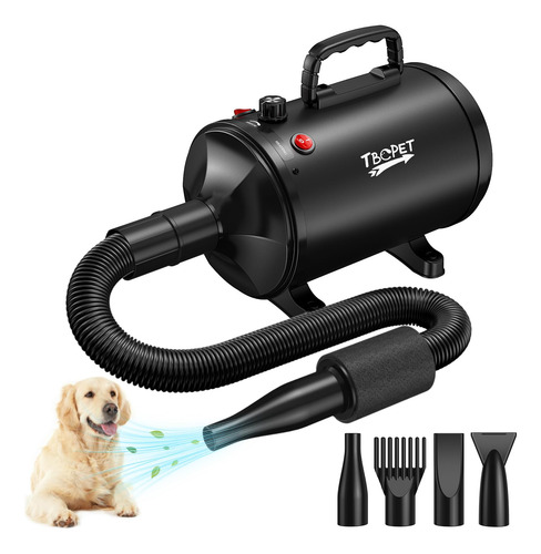 Secador De Pelo Para Perros 5.2 Hp Con 4 Boquillas