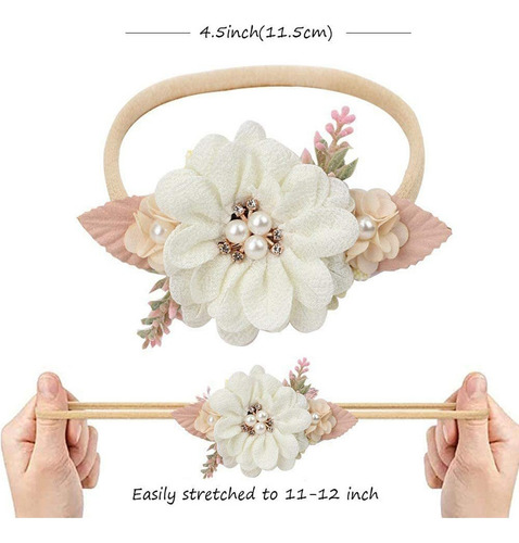 3 Diademas De Niña Recién Nacida Con Flores
