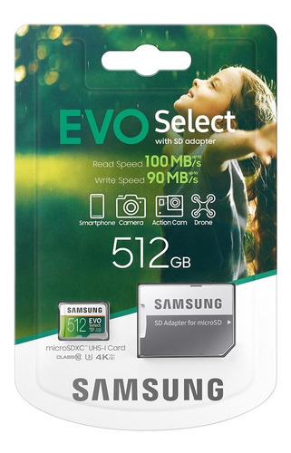 Samsung Micro Sd 512 Gb Evo Select Uhs-i U3 100mb/s Original