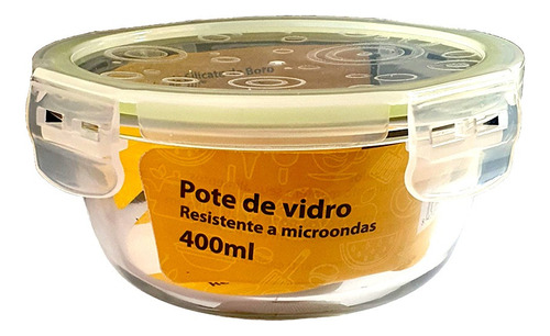 Pote Hermético De Vidro Marmita Kit C/2 400ml C/ Trava Red Cor Verde