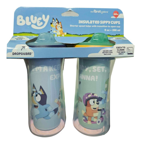 Set De 2 Pz Vaso Entrenador Bluey P/ Bebes Niños 266ml *sk Bluey Insulated Sippy Cups