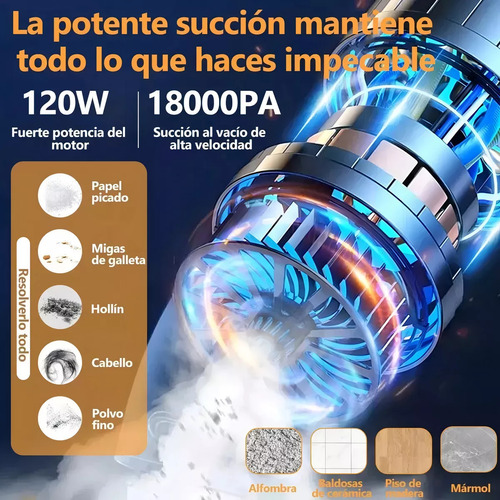 Aspiradora De Mano Trapeadora Inalámbrica Potente Succión Portátil Y Multifuncional Tres En Uno 18kpa 6 Modes Ultra Silenciosas Con Para Suelos De Madera, Automóvil, Pelo De Mascotas