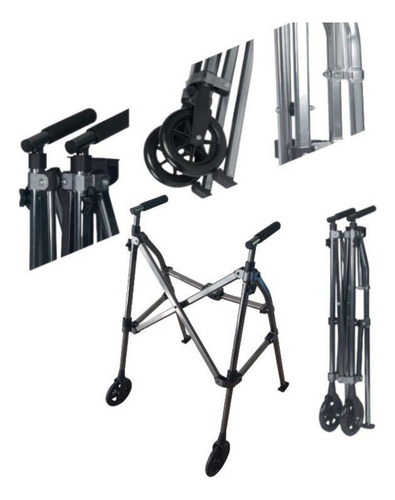 Andadera Rollator Compacta Ultraligera Aluminio Con Ruedas