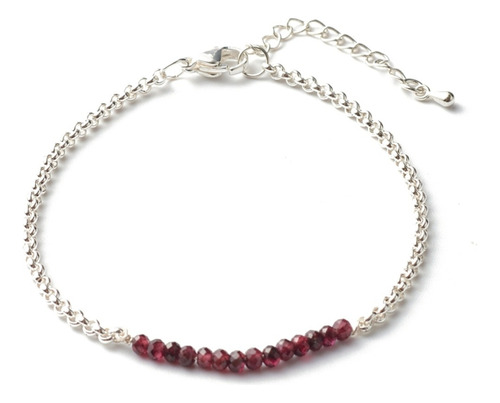 Pulsera Acero Inoxidable Granate Natural 6147 Protección Rojo 19 Cm 19 Cm