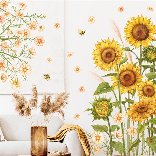 ( Adhesivo De Pared Con Diseño De Abeja Y Girasol For
