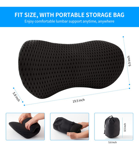 Almohada Lumbar De Espuma Viscoelástica Para Silla Y Auto
