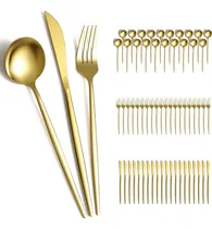 Comprar Juego De Cubiertos Dorados De 60 Piezas Para 20, Juego De Cu