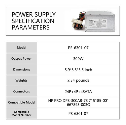 Fuente De Alimentación De 300w Compatible Con Hp Pro Dps-300