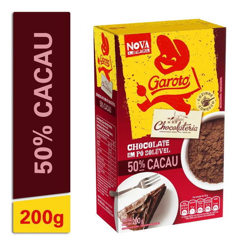 Chocolate Em Pó Solúvel 50% Cacau Caixa Com 200g Garoto
