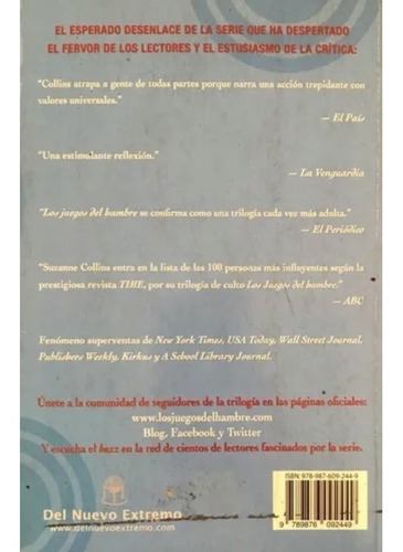 Libro Los Juegos Del Hambre Sinsajo Suzanne Collins 3. Libro (Usado)