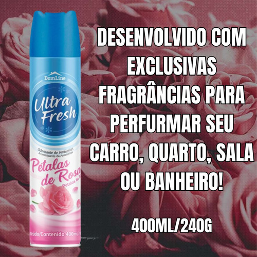 4 Odorizador Ambientes Dom Line Bom Ar 400ml Pétalas De Rosa