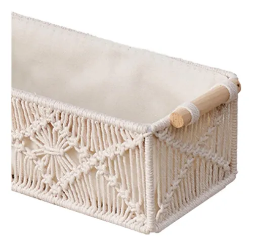 Cesta Tejida Con Asas Decorativa Para La Sala De Estar En La