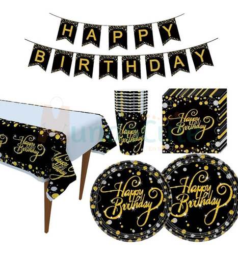 Imagen 1 de 4 de Kit Decoración Para Fiesta Cumpleaños Dorado Celebración