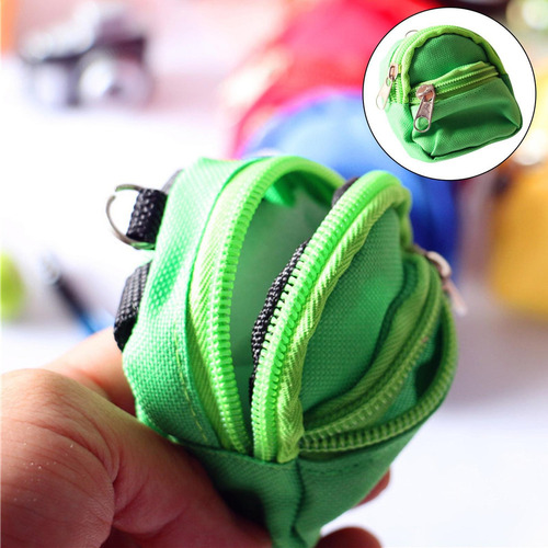 Mini Bolso De Muñeca Mochila Con Cremallera Verde