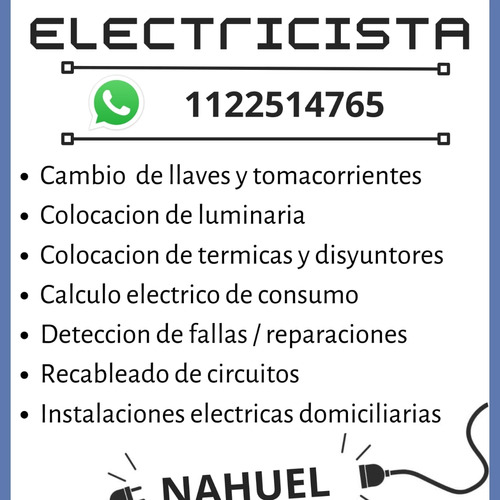 Electricista Domiciliario Y Comercial.