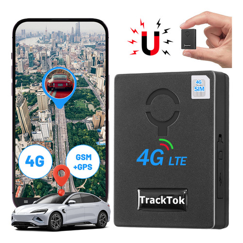 Rastreador GPS Para Coche con Cinta de Succión Fuerte, Monitor de voz, 5000 mAh, Modo de Espera Súper Largo con Tarjeta SIM 4G, Adecuado para Todos Los Coches Gps Tracker Coche