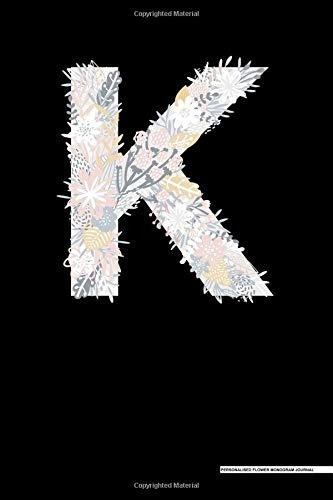 Personalized Flower Monogram Journal K Initial Alphabet Lett