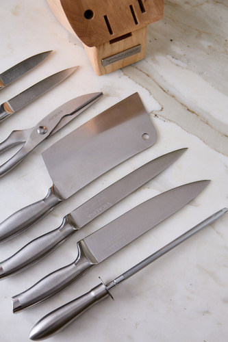 Juego De Cuchillos Cocina Taco De Madera Con Tijera 7 Piezas