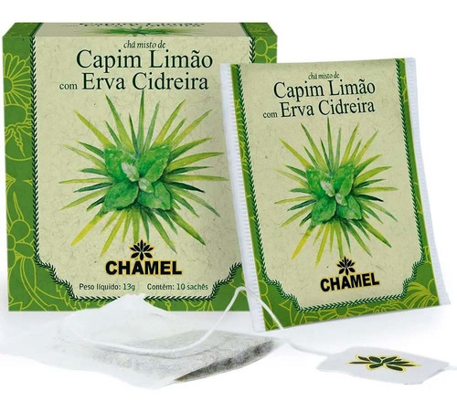 Sachê Chá Capim Limão com Erva Cidreira Chamel 10g Saches Envelopados Individualmente