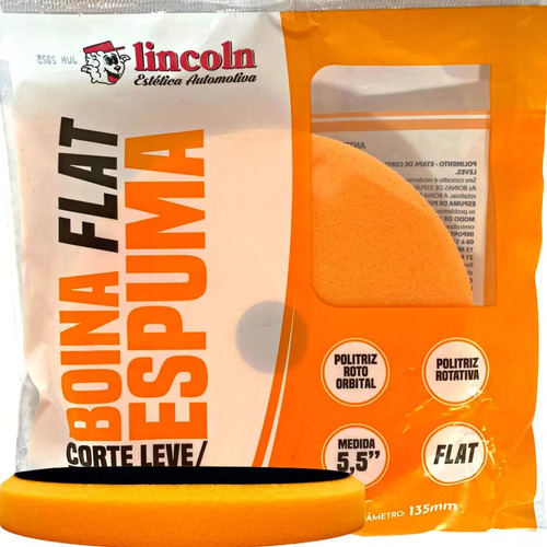 Boina Espuma Laranja Flat 5,5 Pol Corte Leve Refino Lincoln