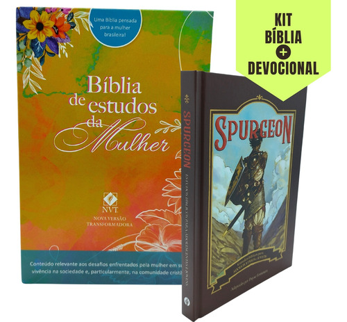 Kit Biblia Estudos Nvt Azul + Devocional Semanal Spurgeon