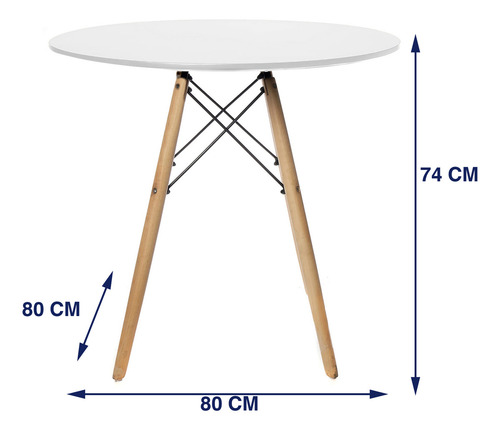 Mesa Redonda Eames Minimalista Moderna Vintage Color Blanco