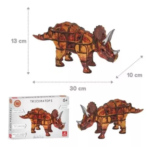 Jogo Quebra - Cabeça Dinossauro Feito Em Madeira 30 Peças