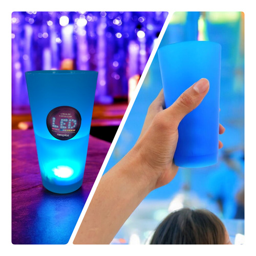 Kit 2 Copos Led 500ml Festas Luz Colorida Rgb