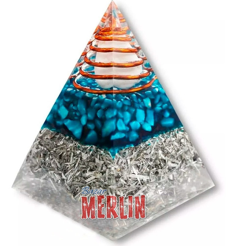 Pirámide De Orgonita Color Azul - Equilibrador De Energia