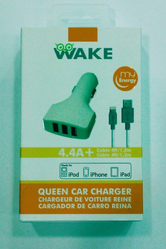 Cargador Carro + Cable Wake iPhone 5 / 6 /7 4.4a Usb X 3 Ti