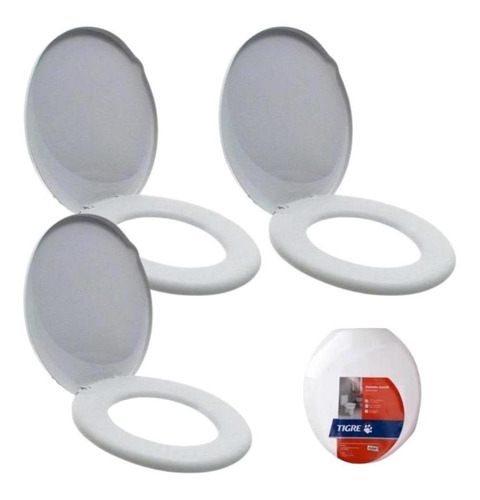 3 Tampas Vaso Sanitário Assento Almofadado Universal Tigre