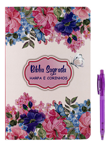 Bíblia Sagrada - Harpa E Corinhos - Arc - Letra Hipergigante - Capa Semiluxo Borboleta Rosa, De Vários Autores. Editora Cpp, Capa Mole Em Português, 2023