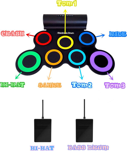 Juego De Batería Electrónica, 7 Almohadillas De Batería De P