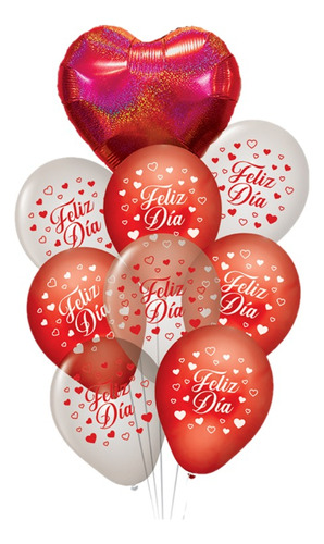 Set Globos Impresos Feliz Día - San Valentín 