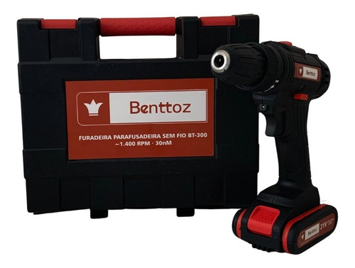 Furadeira Parafusadeira Benttoz 2 Baterias 21v + Maleta